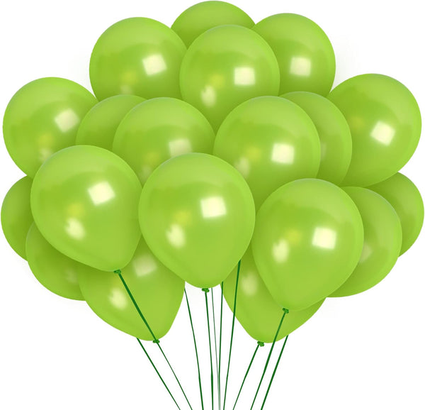 Treasures Gifted Metallic Lime Green Balloons, 100 Pack, 12 Inch Latex Neon Party Supplies