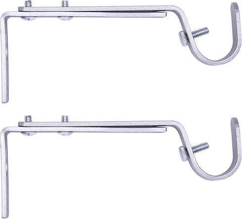 Kenney Adjustable Bracket for 3/4" Curtain Rod, Satin Nickel, 2 Pack