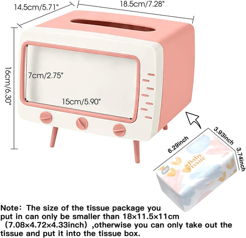 SGVAHY Retro TV Tissue Box Holder | Cute and Practical Cell Phone Holder, Tampon Holder (TV Pink)