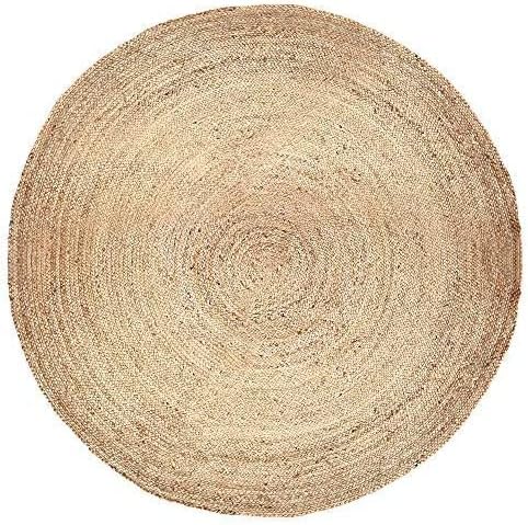 Hand Braided Round Jute Rug - Custom Size Indian Handmade Area Rug for Home Decor (2'X2')