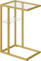 HOOBRO End Table, C Shaped Side Table with Tempered Glass, 24.4 Small