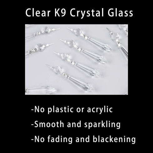 25pcs 55mm H&D HYALINE & DORA Crystal Replacement Clear Chandelier Icicle Prisms with Octagon Crystal Bead for Lamp