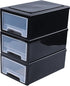 Hespama 6.5 Quart Plastic Stacking Storage Drawer, 3 Pack Desktop Storage Drawer, Black