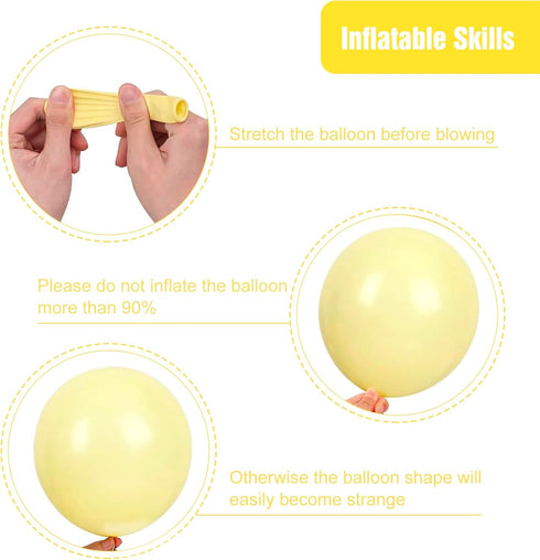 135pcs 18 12 10 5 Inch RUBFAC Pastel Yellow Balloons, Latex Light Yellow Balloon Different Sizes for Garland Arch Baby