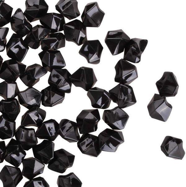 PMLAND Clear Fake Ice Rocks – 550 Pcs Large Black Acrylic Gems, 3 Lbs Bulk Vase Filler for Parties & Decor