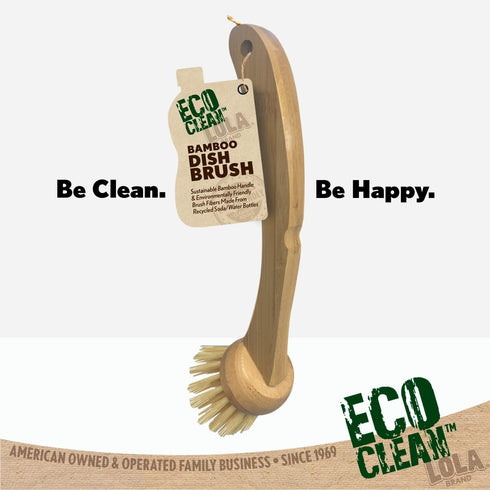 1 LOLA Eco Clean Bamboo Dish Brush, Multi Purpose, Sustainable Ergonomic Renewable Bamboo Handle, Fibers are Recycled
