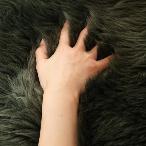 LLB 18x18 Inch, Sheepskin Chair Covers - Office & Dining Room Chair Pads - Dark Green