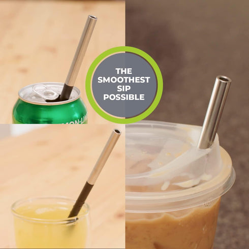 STRO Portable Reusable Metal Straw with Travel Case & Cleaning Brush, Stainless Steel Drinking Straw