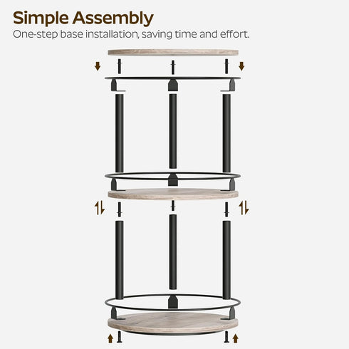 3-Tier Countertop, SR23BG YATINEY Lazy Susan Organizer, Rotating Spice Rack, Spinning Organizer, Industrial Turntable