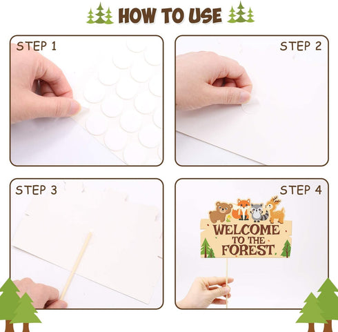 35 PCS Woodland Animal Photo Booth Props - Wild One Camping Theme Party Favors for Baby Shower Birthday Supplies