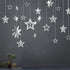 Glitter Silver Star Garlands Kit, Metallic 3D Star Hanging Paper Garland, Birthday Party Supplies