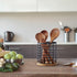 Utensil Holder for Kitchen Counter, 5.2" x 5.2" x 6" Large Round with Wooden Base, Matte Black Utensil Organizer