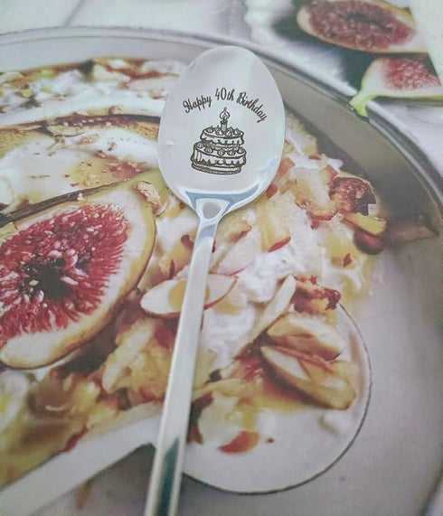 Happy 40th Birthday Spoon Gifts for Women Men, 40 Years Old Birthday Gift for Aunt Brother