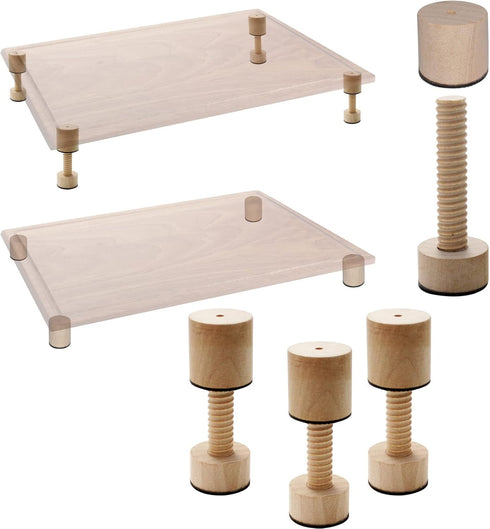 Cutting Board Adjustable Feet - Wood Kit to Elevate and Skid-Proof Your Countertop Cutting Board, Beige