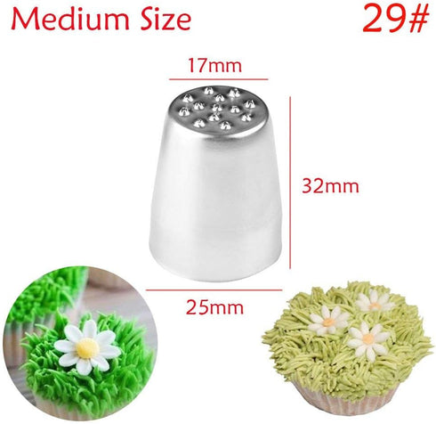 beyonday 3pcs Grass Cream Icing Nozzles, Cupcake Practical Piping Tips, Stainless Steel Pastry Decorating Tool