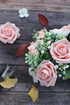 Floroom 25pcs Artificial Flowers Shimmer Blush and Peach Foam Fake Roses with Stems for DIY Wedding Bouquets
