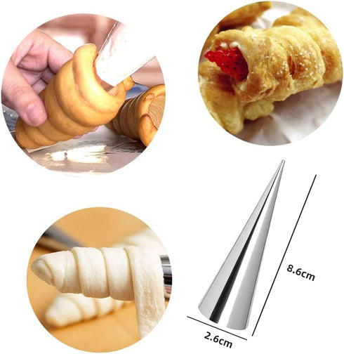 30pcs Non-Stick Cream Horn Cones Tubes Stainless Steel Conical Croissant Pastry Baking Moulds Set, Cannoli Form Roll Mold Corner Shaper for Christmas Anniversary and Daily Use #1 by RoseFlower