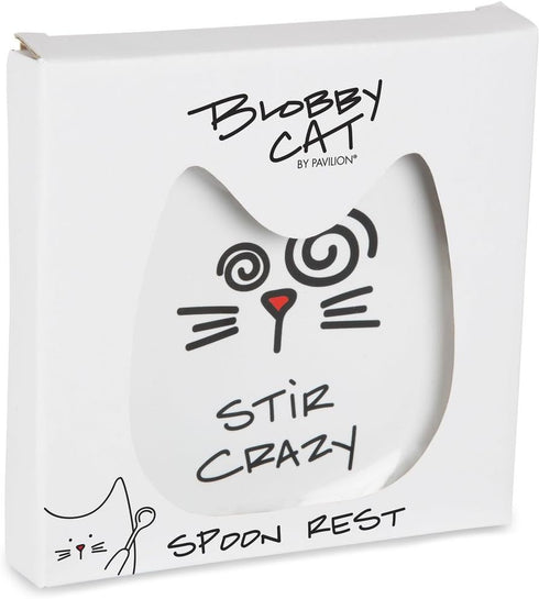 Pavilion Gift Company Blobby Cat Spoon Rest, "Stir Crazy", 5", White
