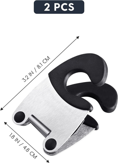 DOITOOL 2pcs Pot Clip Holder Utensil Rest, Stainless Steel Kitchen Gadget for Home Restaurant (Black)