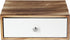 JACKCUBE DESIGN Rustic Wood Tea Storage Box with 12 Adjustable Compartments and White Faux Leather Drawer