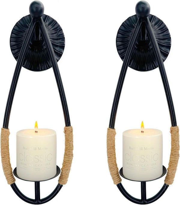Aimto Wall Sconce Candle Holder Black Wall-Mount Metal Candle Holders Hanging Iron