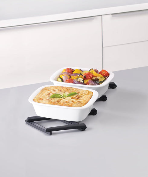 Joseph Joseph Stretch Folding Silicone Trivet, Black; Heat Resistant Mat for Hot Pots and Pans, Expanding Nonslip Stand