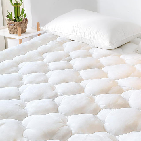 GRT Cooling Mattress Pad Cover - Rayon from Bamboo Full Size, Extra Thick Quilted Fitted Topper with 19 Inches Deep