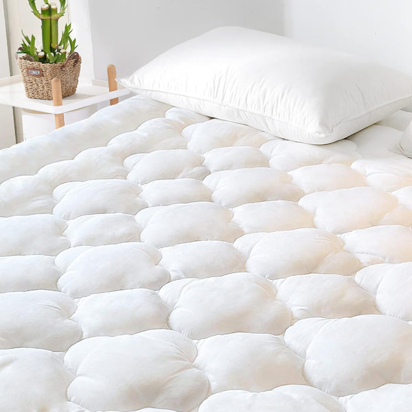 GRT Cooling Mattress Pad Cover - Rayon from Bamboo Full Size, Extra Thick Quilted Fitted Topper with 19 Inches Deep