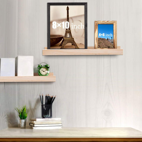 Set 2, 16 Inches AZSKY Picture Ledge Shelf, Small Floating Shelves of Nursery Book Shelves for Storage, Bookshelf Wall