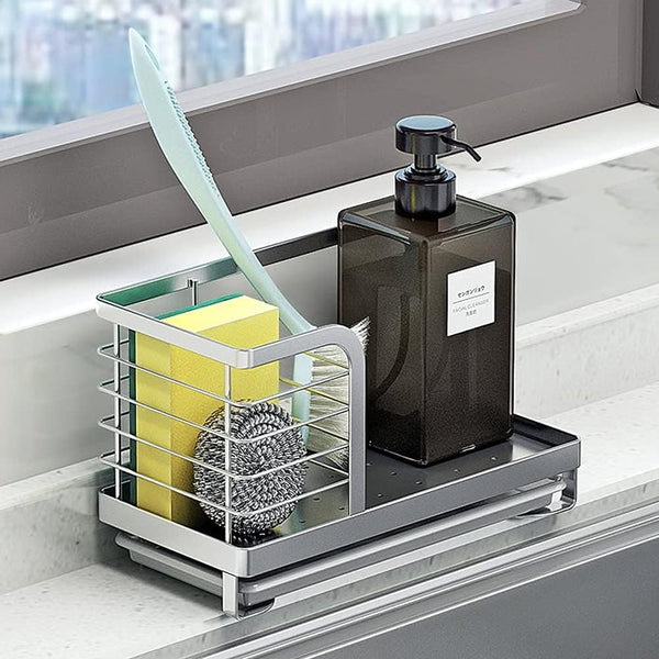 kaileyouxiangongsi Countertop Dish Soap Holder, Kitchen Sink Caddy Organizer,Sponge Holder for Sink, Stainless