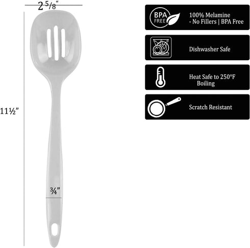 Reston Lloyd Melamine Slotted Spoon Kitchen Utensil - Premium Quality, 11.5 Inch Long, BPA-Free