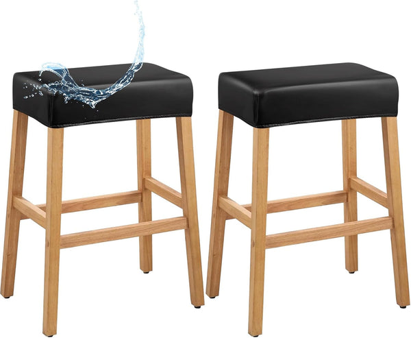 Lufyzora PU Leather Bar Stool Covers Rectangular, 100% Waterproof Stool Covers Rectangle Super