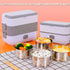 Portable Electric Lunch Box - Mini Rice Cooker, 2 Layers 4 Stainless Steel Steamer for Home Office Travel, 2L/110V/200W