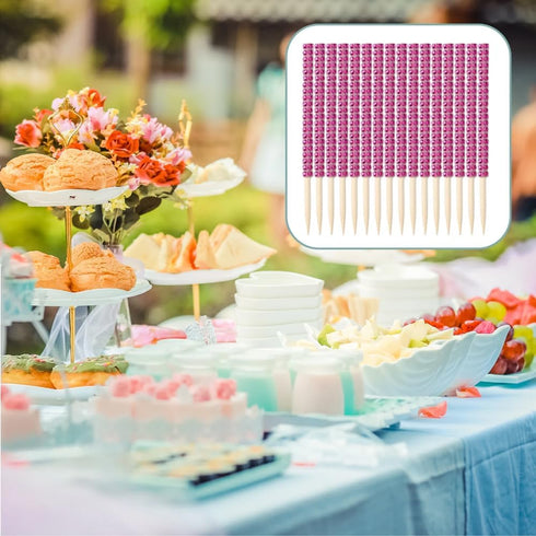 36 5.9 inch Pcs Bling Candy Apple Sticks, BetterJonny Bamboo Rhinestone Sticks Caramel Apple Bamboo Sticks Bling Paper