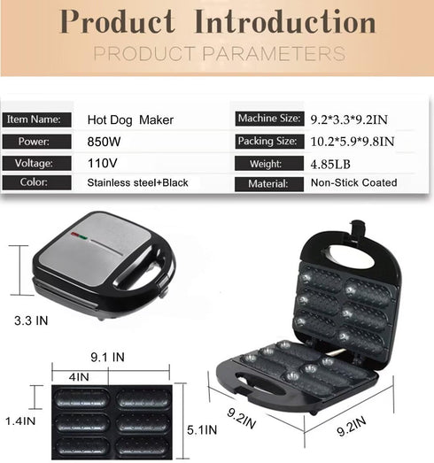 Waffle Maker, Donut, Hot Dog Machine Set, 3-in-1 Multifunctional Breakfast Maker for Home, Kitchen, Snacks