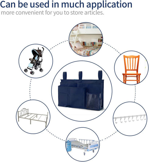 Bseash Bunk Bed Organizer, Bedside Caddy Hanging Storage Bag with 8 Pockets for College Dorm, Baby Bed