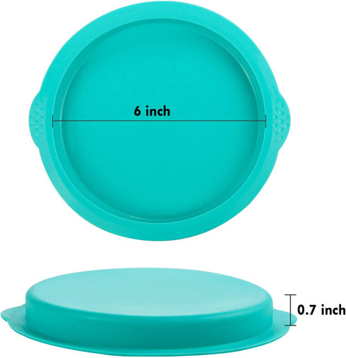 Webake Rainbow Cake Pans, 6 Inch Round Silicone Baking Pans, Set of 6 for Jumbo Whoopie Pie, Vegetable Pancakes
