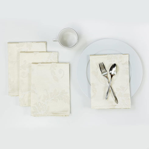 Benson Mills Harmony Scroll Woven Damask Fabric Set of 4 Napkins for Everyday, Parties, Weddings, and Holiday (18" x