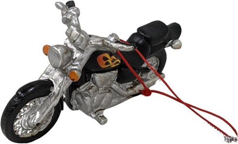 Black Motorcycle Hanging Christmas Ornament with Flames, Resin