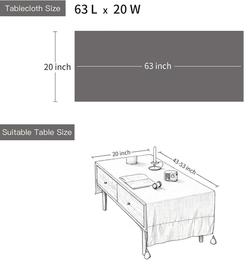 63" 19.7" Modern Coffee Table Cover with Pockets, Scratch-Resistant Coffee Table Runner for Winter & Spring, Warm Soft