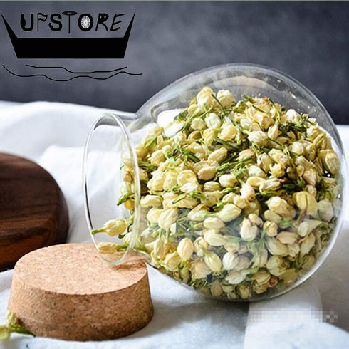 1PCS 500G/17oz Clear Empty Round Large Capacity Sealed Glass Bottles with Wood Cork Stopper for Storage