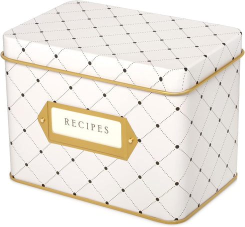 Jot & Mark Recipe Card Gift Box, 50 4x6 inch Cards, 14 Dividers, Decorative Tin Box, Floral Pattern by Jot & Mark