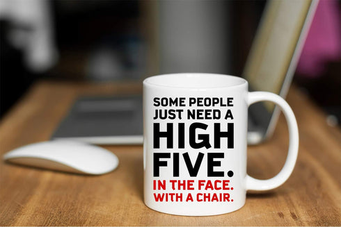 Funnwear Some People Just Need A High-Five - Funny Coffee Tea Mug, 11oz, Perfect for Sarcastic Gifts