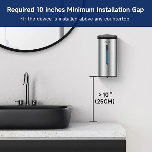 AIKE Wall-Mount Automatic Liquid Soap Dispenser, 27oz Large Capacity, Brushed Stainless Steel Finish
