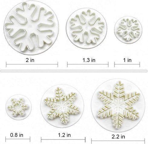 HiParty 6Pcs/Set Snowflake Fondant Cutter, Cookie Cutter Set with 6 Snowflake Shapes, White/Transparent