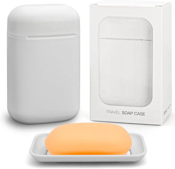 Minimalist Travel Soap Case with Removable Draining Tray, Leak-Proof Container with Silicone Seal, Gray, 1 Pack