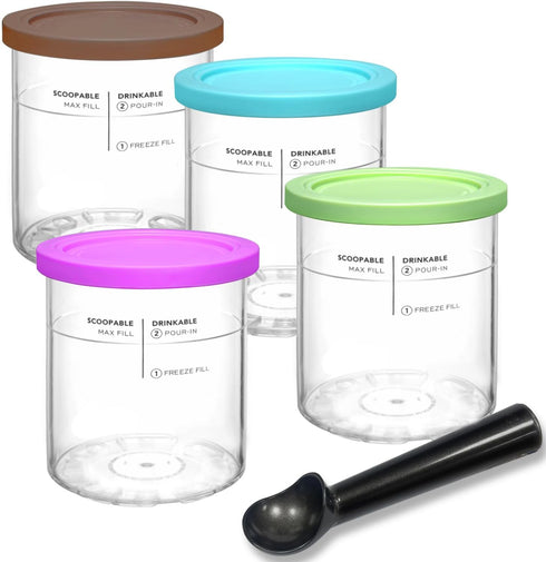 Replacement for Ninja Creami Deluxe Pints and Lids Set - Compatible with NC501 NC500 Series Deluxe Ice Cream Maker