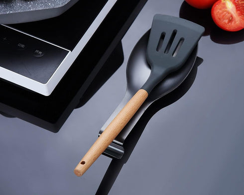 Matte Black Spoon Rest, Stainless Steel Holder for Stove Top, Kitchen Utensils Holder for Ladles, Tongs, Dishwasher Safe