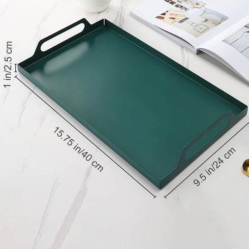 VANRA Metal Serving Tray Portable Bed Tray with Handles for Coffee Table, Living Room, Kitchen and Bathroom (Black