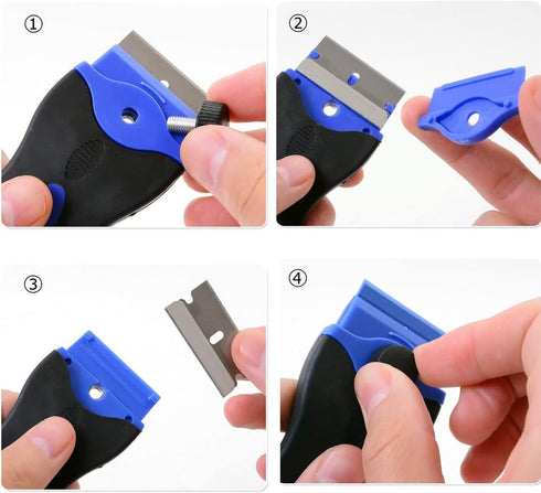 SRTXJUZD 2PACK 30Pcs Razor Blade Scraper Tool with Stainless Steel Blades for Glass Stovetops Cooktop Ceramic Metal